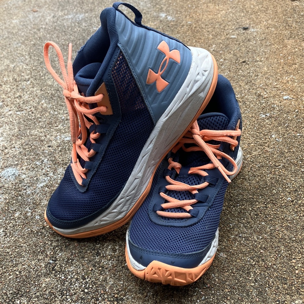 Under Armour Kids' Blue and Peach Sneakers